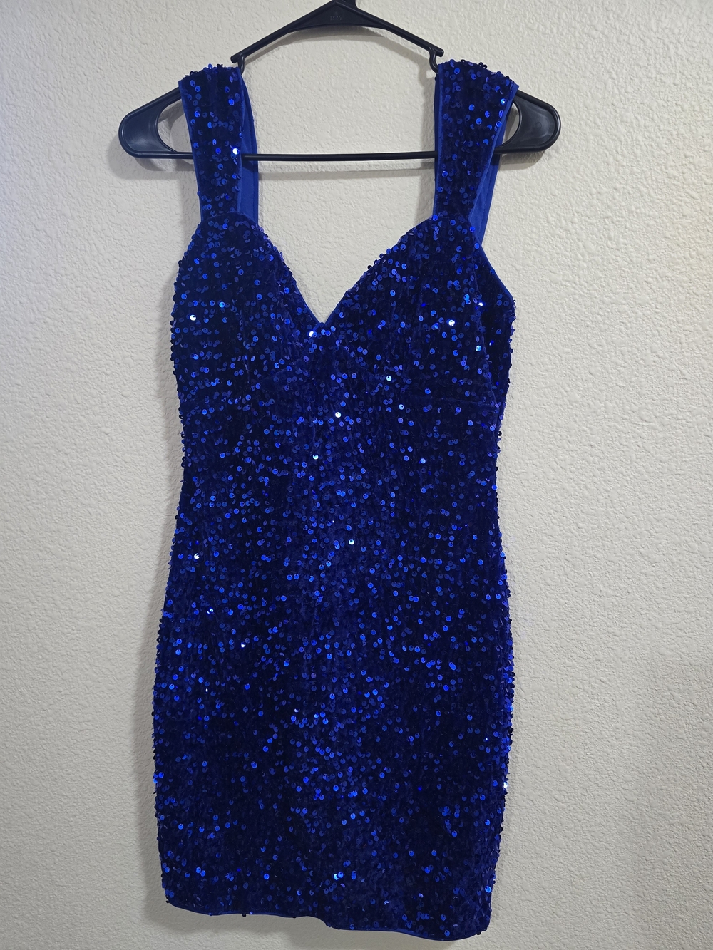 Amazon Royal Blue Sequin V-Neck Mini Dress